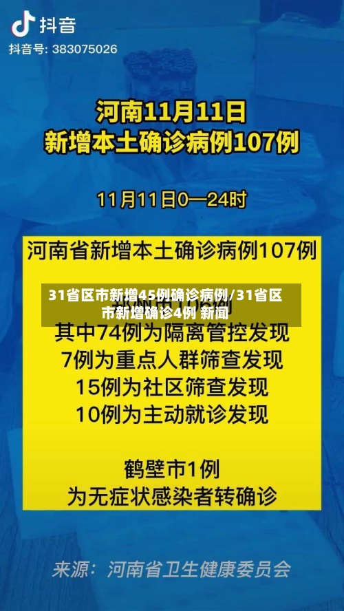 31省区市新增45例确诊病例/31省区市新增确诊4例 新闻