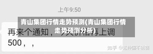 青山集团行情走势预测(青山集团行情走势预测分析)-第2张图片
