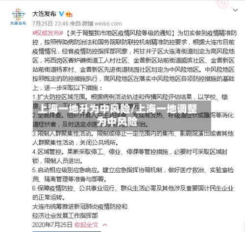 上海一地升为中风险/上海一地调整为中风险
